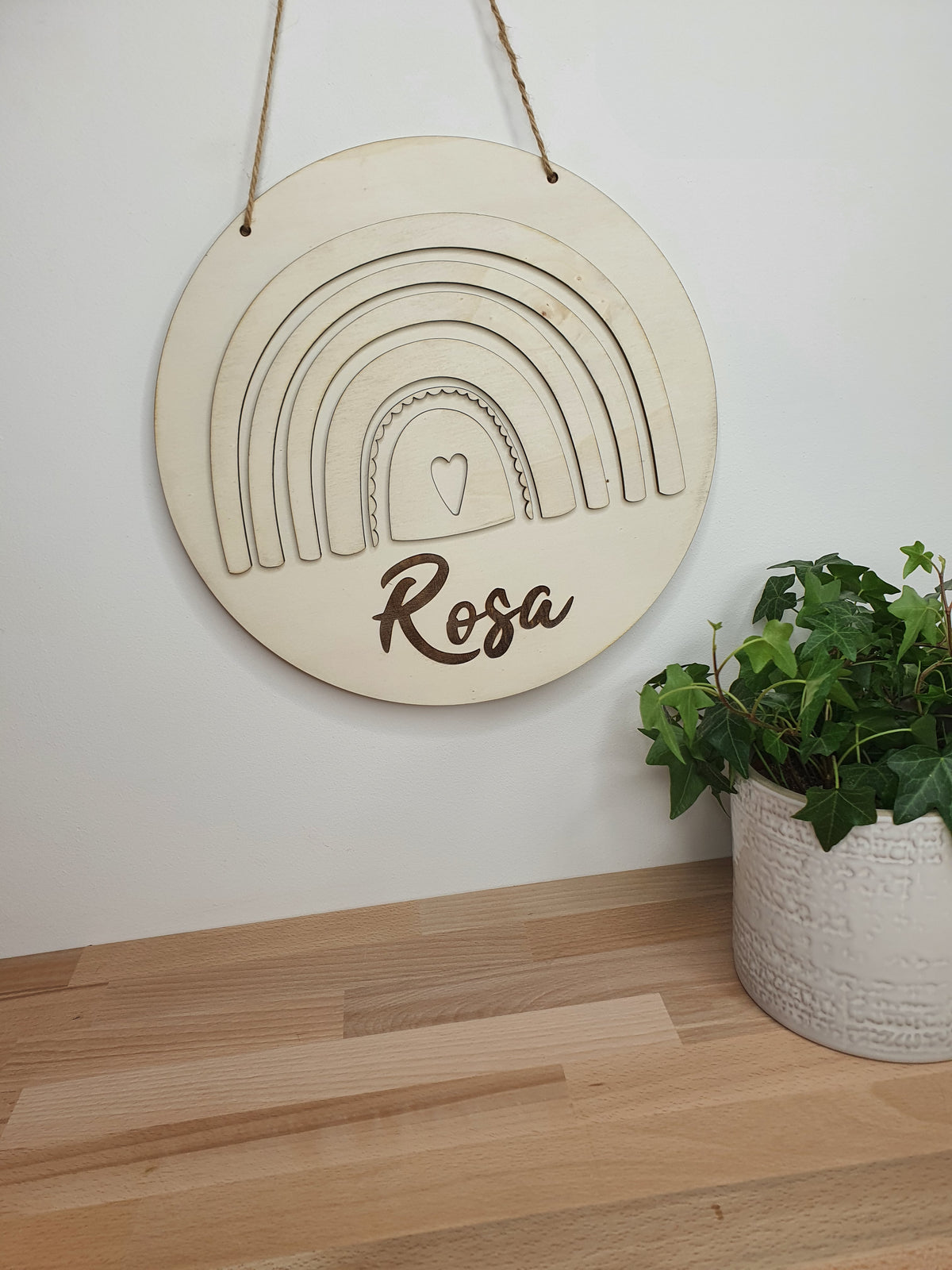 Décoration murale prénom arc-en-ciel en bois personnalisée