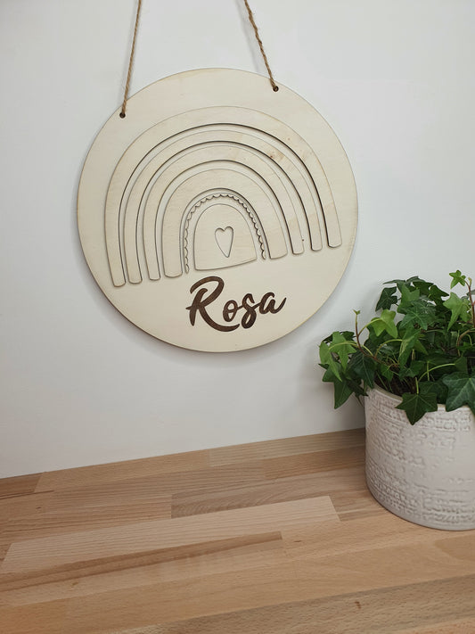 Décoration murale prénom arc-en-ciel en bois personnalisée